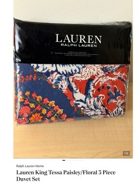Lauren Ralph Lauren Paisley Floral Duvet Cover Set in Navy, Red & White